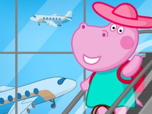 Hippo Family Airport Adventure Puzzle Game